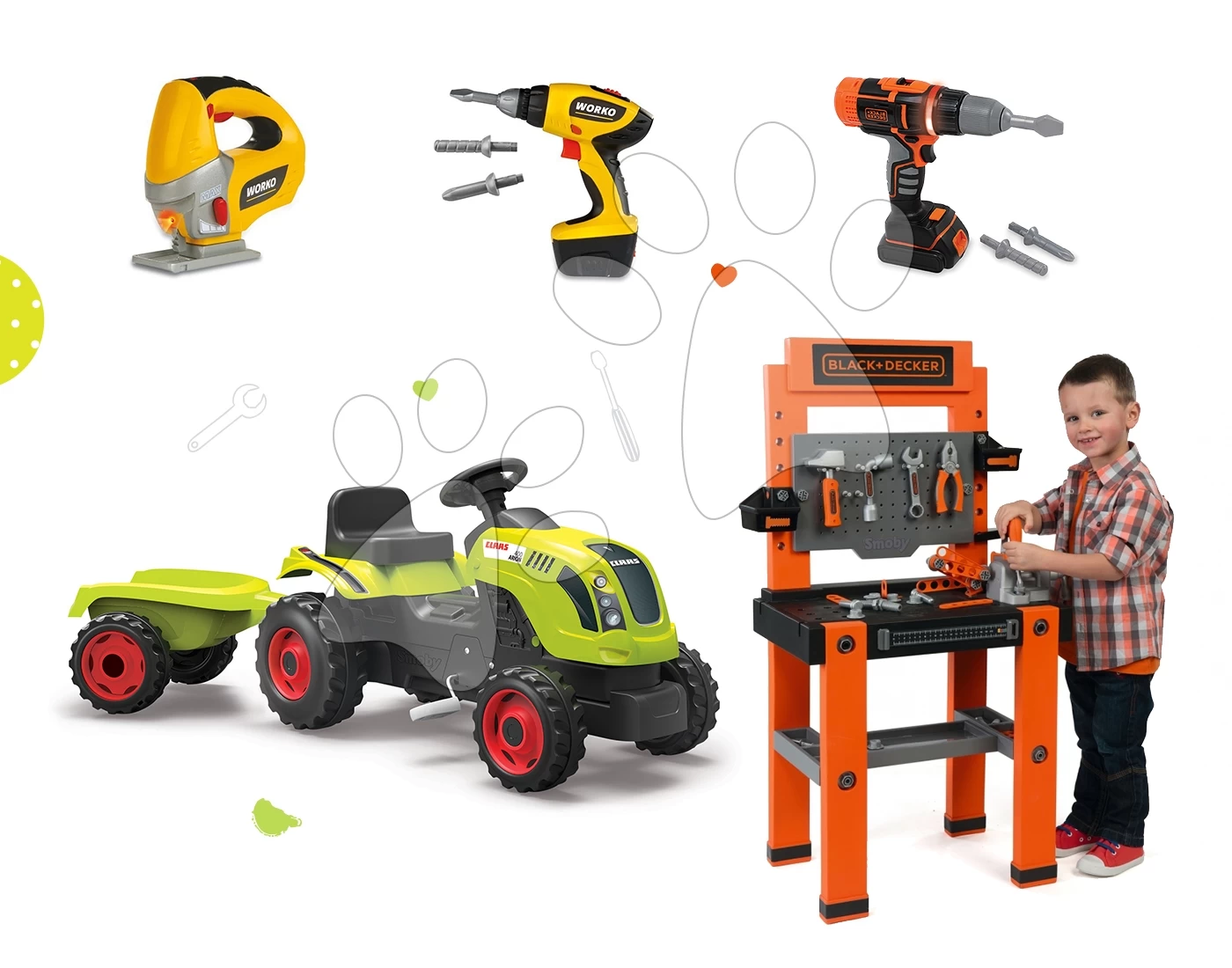 Werkstattset Black + Decker Smoby Trettraktor Und Solide Bohrmaschine 17 Werkstattset Black + Decker Smoby Trettraktor Und Solide Bohrmaschine – Bild 17