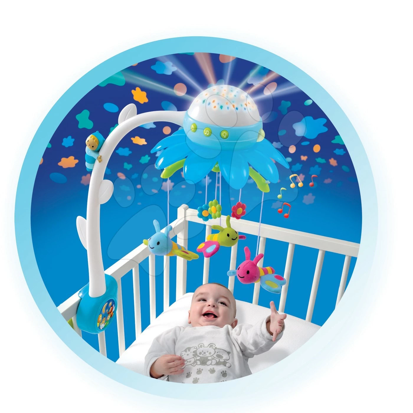 Karussell über Der Krippe Flower Cotoons Smoby Mit Schmetterlingen, Musik Und Licht Blau Ab 0 Monaten 12 Karussell über Der Krippe Flower Cotoons Smoby Mit Schmetterlingen, Musik Und Licht Blau Ab 0 Monaten – Bild 12