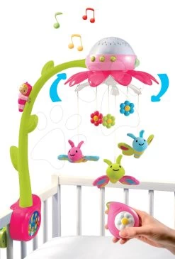 Karussell über Der Krippe Mit Schmetterlingen Blume Flower Cotoons Smoby Mit Musik Und Hellblau/pink Ab 0 Monaten