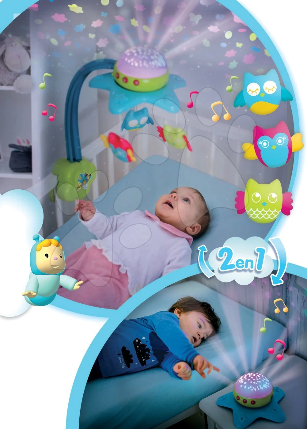 Set Karussell über Dem Kinderbett Star Cotoons 2v1 Smoby Mit Eulen Und Meiner Ersten MiniKiss-Puppe Im Bett 3 Set Karussell über Dem Kinderbett Star Cotoons 2v1 Smoby Mit Eulen Und Meiner Ersten MiniKiss-Puppe Im Bett – Bild 3