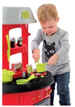 Puppenwagen-Set DeLuxe Pastell Maxi Cosi&Quinny Sport Grey 3in1 Smoby Und Mit Einer Küche 100 % Chef Stove Mit Zubehör -Smoby 1745 g ecoiffier kuchynka 1