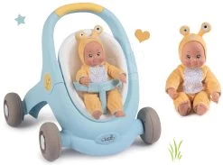 Set Didaktisches Tischlein Cotoons Smoby Mit Funktionen Blau Kinderwagen Und Lauflernhilfe 3in1 MiniKiss Mit Der Puppe -Smoby 210207set 2 smoby set 3