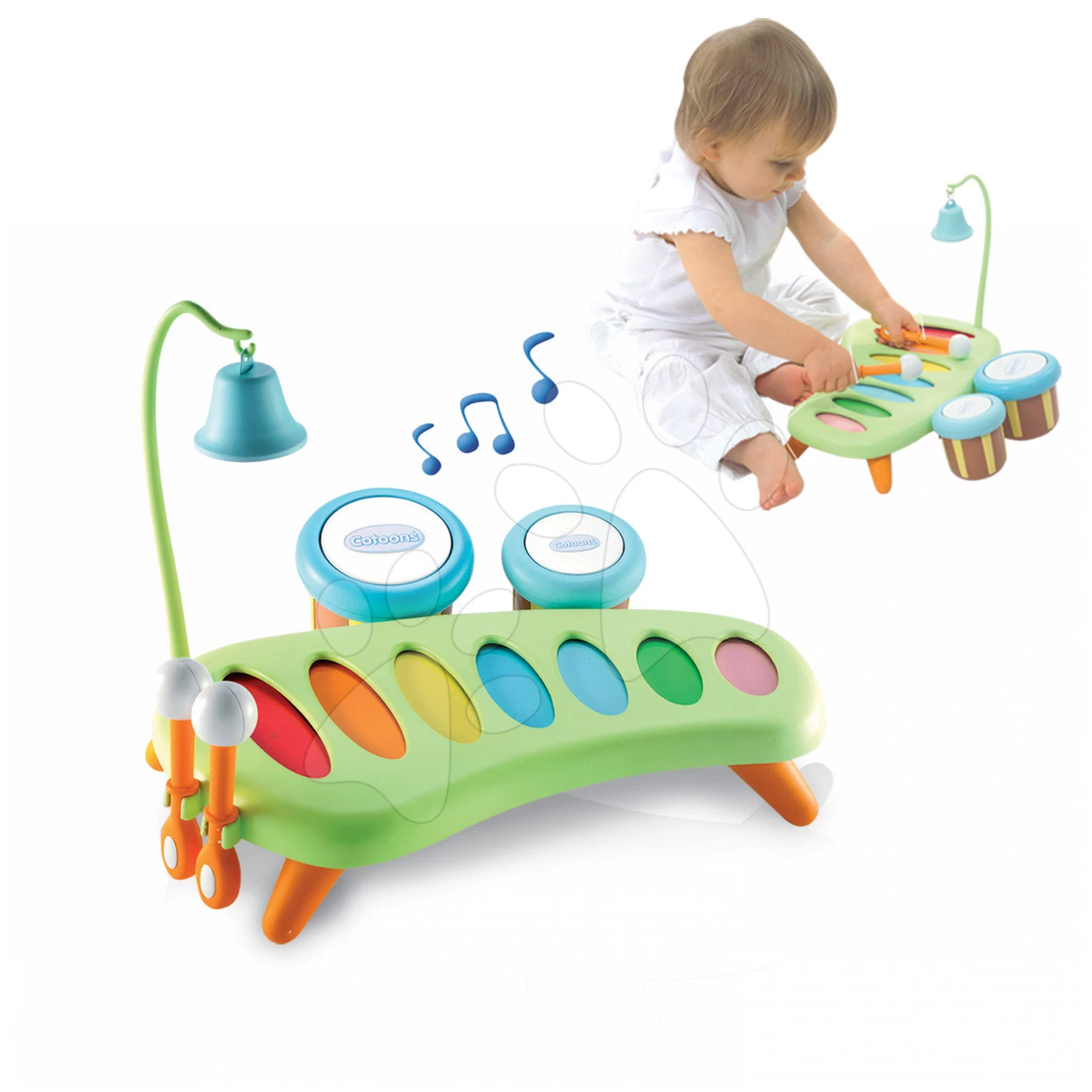 Musikalisches Xylophon Cotoons Smoby Mit Schlagzeug Und Glocke Ab 12 Monaten 2 Musikalisches Xylophon Cotoons Smoby Mit Schlagzeug Und Glocke Ab 12 Monaten – Bild 2