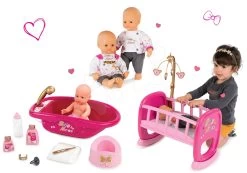 Puppenset Baby Nurse Gold Edition Smoby 32 Cm, Wiege Mit Karussell Und Puppenwanne -Smoby 220100set 11 smoby set
