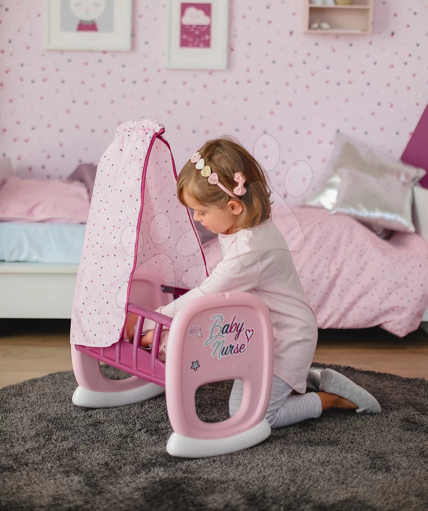 Wiege Mit Baldachin Violette Baby Nurse Smoby Für Puppe Ab 18 Monaten 2 Wiege Mit Baldachin Violette Baby Nurse Smoby Für Puppe Ab 18 Monaten – Bild 2