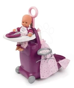 Set Wickelkoffer Mit Puppenbett Und Stuhl Violette Baby Nurse Smoby Und Prinzessinnen-Kosmetiktisch Mit Stuhl