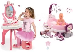 Set Pflegezentrum Für Puppe Violette Baby Nurse Smoby Und Prinzessinnen-Kosmetiktisch Mit Stuhl -Smoby 220347set 6 smoby set