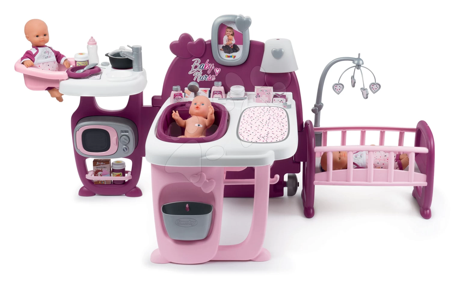 Puppenhaus-Set Violette Baby Nurse Large Doll's Play Center Smoby Und Buggy-Wagen Mit Puppe Und Ergonomischem Träger 1 Puppenhaus-Set Violette Baby Nurse Large Doll's Play Center Smoby Und Buggy-Wagen Mit Puppe Und Ergonomischem Träger