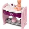 Set Puppenbett Mit Wickeltisch Violette Baby Nurse 2in1 Smoby Und Mit Einem Tiefen Puppenwagen Und Einer Trage