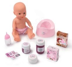 Set Puppenbett Mit Wickeltisch Violette Baby Nurse 2in1 Smoby Mit Pinkelpuppe Und Ein Tiefer Puppenwagen -Smoby 220353 c smoby postielka prebalovaci pult 3