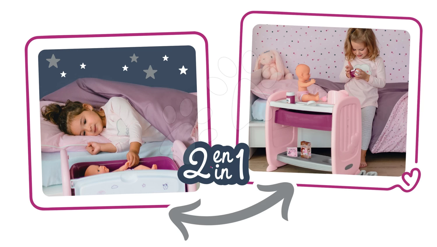 Set Puppenbett Mit Wickeltisch Violette Baby Nurse 2in1 Smoby Und Mit Einem Tiefen Puppenwagen Und Einer Trage 9 Set Puppenbett Mit Wickeltisch Violette Baby Nurse 2in1 Smoby Und Mit Einem Tiefen Puppenwagen Und Einer Trage – Bild 9