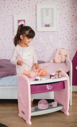 Set Puppenbett Mit Wickeltisch Violette Baby Nurse 2in1 Smoby Mit Pinkelpuppe Und Küche Tefal Studio Bubble Electronic Mit Zubehör -Smoby 220353 j smoby postielka prebalovaci pult 3