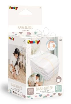 Pampers Windeln 4 Stück Nappies Natur D'Amour Baby Nurse Smoby Für Puppen Bis 50 Cm SM220365 -Smoby 220365 h smoby plienky