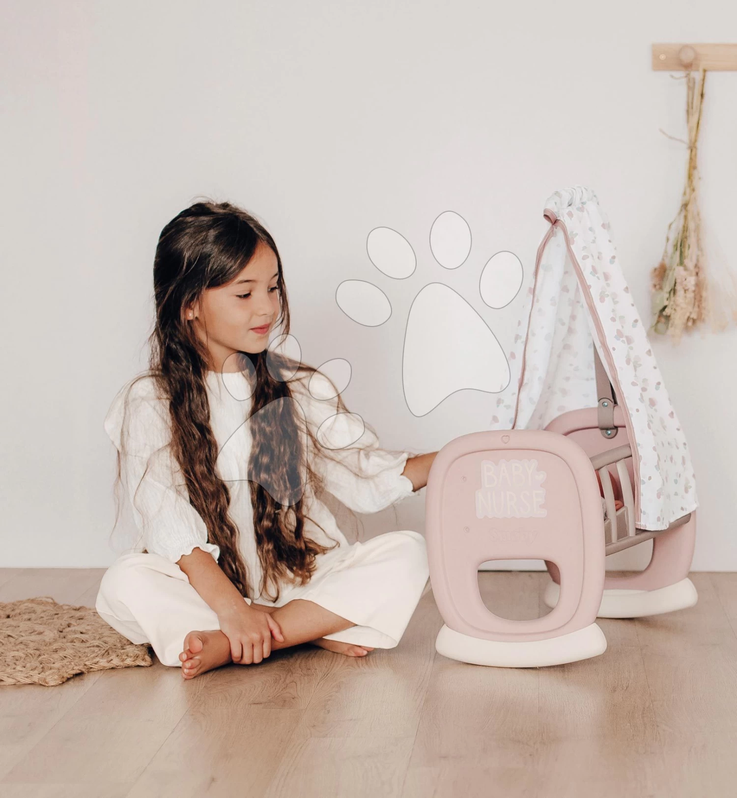 Wiege Mit Stoffhimmel Cradle Natur D'Amour Baby Nurse Smoby Für 42 Cm Puppe Ab 18 Monaten