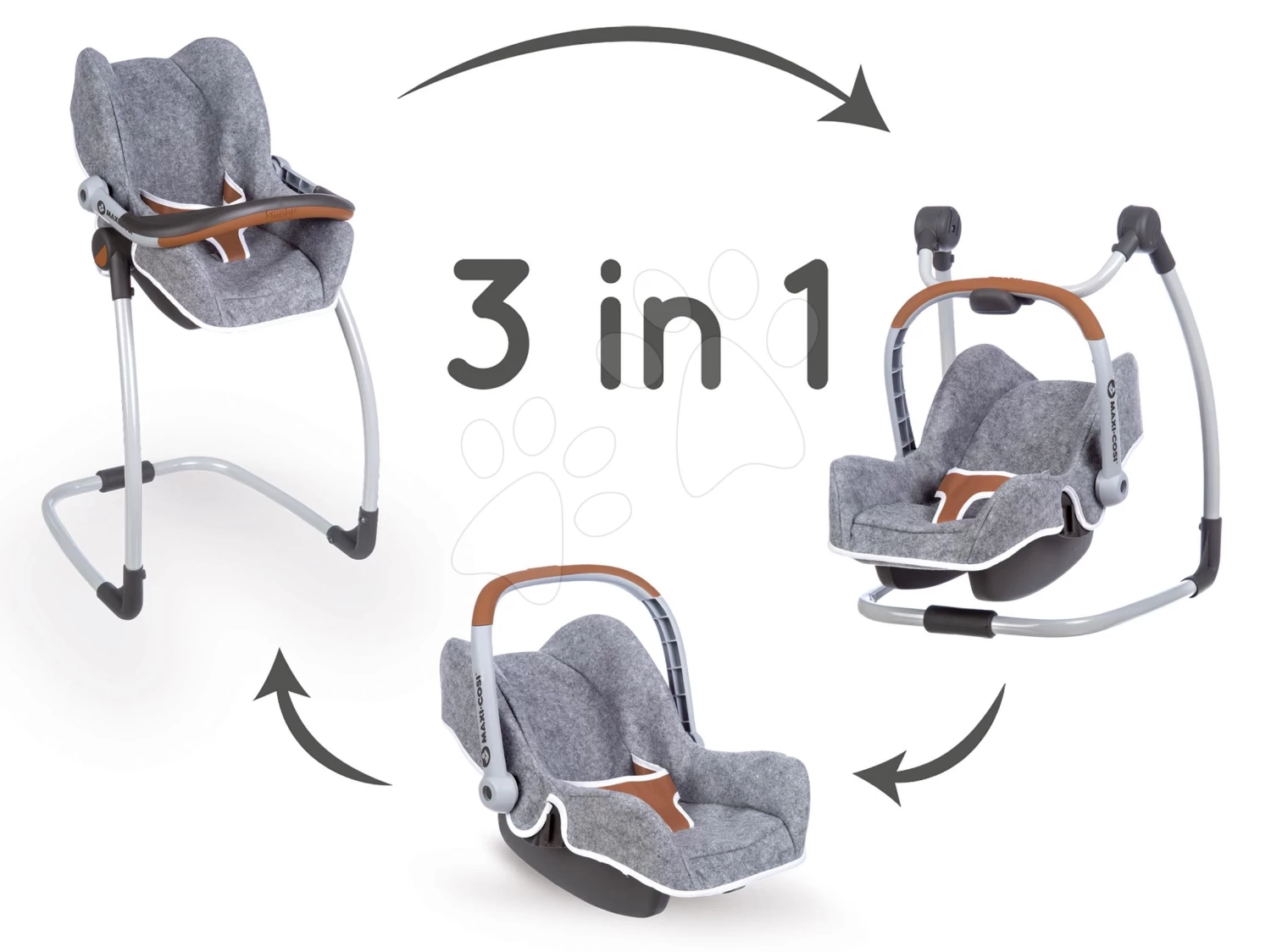 Set Puppenwagen Tief Und Sportlich DeLuxe Pastell Maxi Cosi & Quinny Grey 3in1 Smoby Und Stuhl, Autositz Und Schaukel 5 Set Puppenwagen Tief Und Sportlich DeLuxe Pastell Maxi Cosi & Quinny Grey 3in1 Smoby Und Stuhl, Autositz Und Schaukel – Bild 5