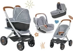 Set Puppenwagen Tief Und Sportlich DeLuxe Pastell Maxi Cosi & Quinny Grey 3in1 Smoby Und Autositz DeLuxe -Smoby 253104set 2 smoby set 3