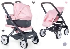 Set Kinderwagen Dreierkombination Powder Pink 3in1 Maxi Cosi&Quinny Smoby Mit Einem Kinderwagen Für Zwillinge
