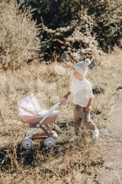 Kinderwagen Mit Textilbezug Pram Natur D'Amour Baby Nurse Smoby Für Eine 42 Cm Große Puppe, Griffhöhe 58 Cm Ab 18 Monaten SM254118 -Smoby 254118 c smoby kocik