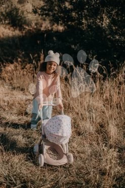 Kinderwagen Mit Textilbezug Pram Natur D'Amour Baby Nurse Smoby Für Eine 42 Cm Große Puppe, Griffhöhe 58 Cm Ab 18 Monaten SM254118 -Smoby 254118 h smoby kocik