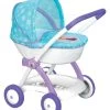 Set Tiefer Puppenwagen Für 42 Cm Puppe Frozen Disney Smoby Und Eine Minikiss-Puppe Mit Sound Rosa