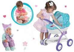 Set Tiefer Puppenwagen Für 42 Cm Puppe Frozen Disney Smoby Und Minikiss-Puppe Mit Sound Und Schnuller -Smoby 254146set 2 a smoby set
