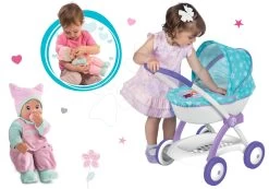 Set Tiefer Puppenwagen Für 42 Cm Puppe Frozen Disney Smoby Und Minikiss-Puppe Mit Sound Und Schnuller -Smoby 254146set 2 b smoby set