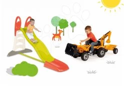 Set Rutsche Toboggan XL Smoby Mit Wasserlänge 230 Cm Und Ein Builder Max-Traktor Mit Anhänger, Bagger Und Lader -Smoby 310261 12
