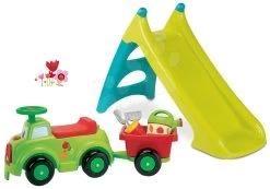 Set Rutsche Toboggan XS Blau Smoby Und Rutscher-Traktor Mit Anhänger Und Eimerset -Smoby 310281set 3 smoby set 2