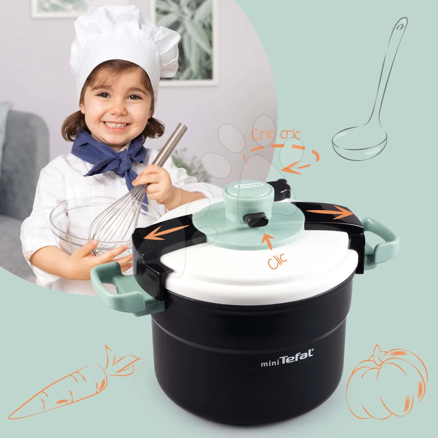 Dampfkochtopf Tefal Clipso Pressure Cooker Smoby Mit Grau-olivem Öffnungssystem 2 Dampfkochtopf Tefal Clipso Pressure Cooker Smoby Mit Grau-olivem Öffnungssystem – Bild 2