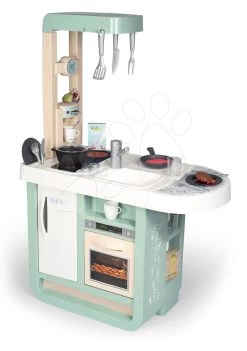 Set Spielküche Mit Sounds Cherry Kitchen Green Smoby Und Ein Reinigungswagen Mit Staubsauger Und Bügelbrett -Smoby 310911 a smoby kuchynka