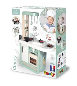 Spielküche Mit Sounds Cherry Kitchen Green Smoby Mit Esstisch, Backofen Und Kühlschrank Mit 25 Zubehörteilen -Smoby 310911 o smoby kuchynka