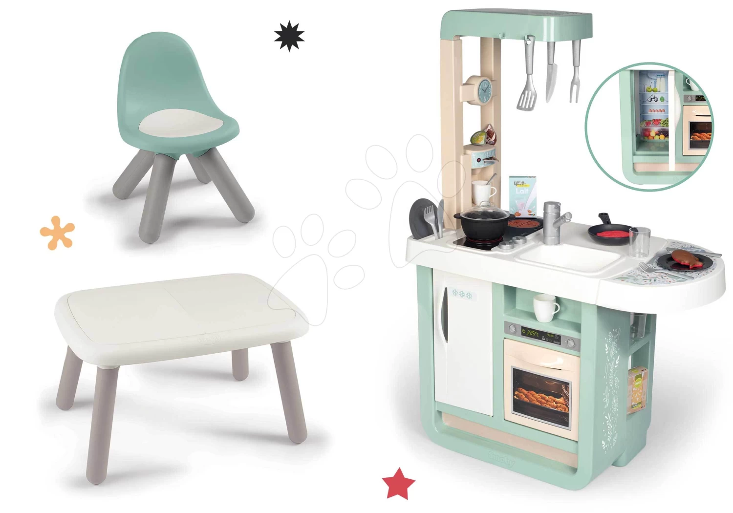 Spielküche Mit Sound Cherry Kitchen Green Smoby Mit Esstisch, Backofen Und Kühlschrank Mit 25 Zubehörteilen 1 Spielküche Mit Sound Cherry Kitchen Green Smoby Mit Esstisch, Backofen Und Kühlschrank Mit 25 Zubehörteilen