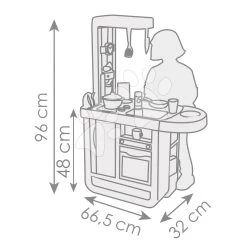 Spielküche Mit Elektronischen Funktionen Cherry Kitchen Smoby Mit Esstheke Und Elektrogeräten, 25 Zubehörteile - 96 Cm Höhe/49 Cm Theke -Smoby 310914 l smoby kuchynka