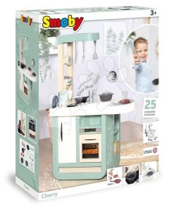 Spielküche Mit Elektronischen Funktionen Cherry Kitchen Smoby Mit Esstheke Und Elektrogeräten, 25 Zubehörteile - 96 Cm Höhe/49 Cm Theke -Smoby 310914 m smoby kuchynka