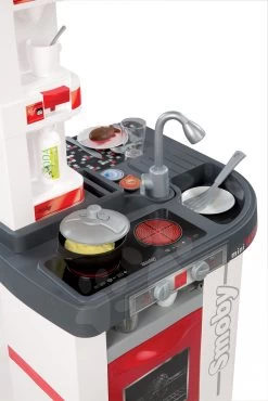 Küche Tefal Studio Smoby Elektronisch Mit Sounds, Mit Soda-Maschine, Gerösteten Lebensmitteln Und 27 Zubehörteilen Rot Und Weiss -Smoby 311003 d smoby kuchynka