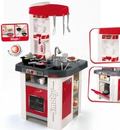 Küche Tefal Studio Smoby Elektronisch Mit Sounds, Mit Soda-Maschine, Gerösteten Lebensmitteln Und 27 Zubehörteilen Rot Und Weiss