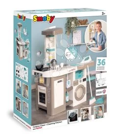 Elektronische Spielküche Mit Waschmaschine Und Bügelbrett Tefal Cleaning Kitchen 360° Smoby Mit Ton Und Funktionsgeräten 36 Zubehör 100 Cm Höhe/51 Cm Theke SM311050 -Smoby 311050 r smoby kuchynka