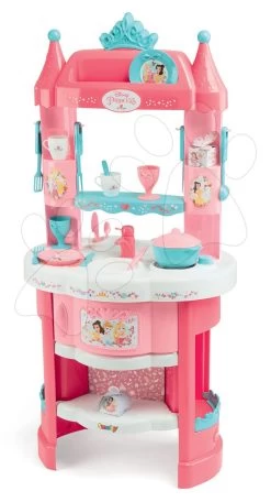 Küchenset Prinzessin Smoby Mit Türmchen Und 19 Zubehör Doppelseitig Und Ein Kosmetiktisch Mit Stuhl -Smoby 311700 a smoby kuchynka 3