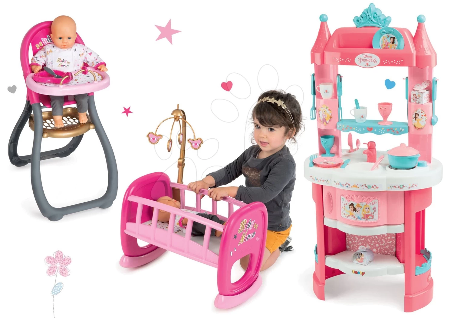 Küchenset Prinzessin Smoby Mit Türmchen Und 19 Zubehörteilen Beidseitig, Esszimmerstuhl Und Puppenwiege 18 Küchenset Prinzessin Smoby Mit Türmchen Und 19 Zubehörteilen Beidseitig, Esszimmerstuhl Und Puppenwiege – Bild 18