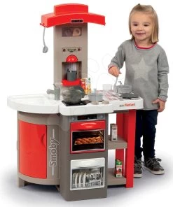Elektronische Klappküche Tefal Opencook Smoby Rot Mit Sound Magischem Sprudeln Und Kaffeemaschine Und 24 Zubehörteilen