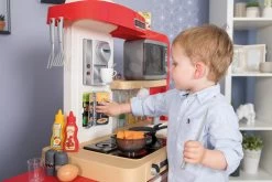 Küche Erweitbar Mit Fließendem Wasser Und Mikrowelle Tefal Evolutive Gourment Smoby Zwei Tische Und Ein Wagen Mit Burgern -Smoby 312302 lifestyle f smoby kuchynka