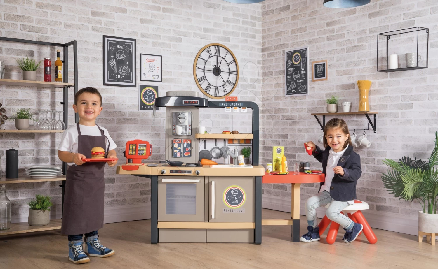 Set Restaurant Mit Elektronischer Küche Chef Corner Restaurant Smoby Mit Einer Black&Decker-Werkstatt Mit 95 Zubehörteilen Und Einem Spielzeugauto 1 Set Restaurant Mit Elektronischer Küche Chef Corner Restaurant Smoby Mit Einer Black&Decker-Werkstatt Mit 95 Zubehörteilen Und Einem Spielzeugauto