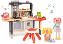 Set Restaurant Mit Elektronischer Küche Chef Corner Restaurant Smoby Und Puppen-Freudinnen Nephelia Und Iris Rainbow Dolls -Smoby 312303set 31 a smoby set 2