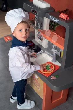 Restaurant Mit Elektronischer Küche Kids Restaurant Smoby Mit Fließendem Wasser Und Einer Funktionsfähigen Kasse Mit Kaffeemaschine Und Einer 101 Cm Hohen Esstheke -Smoby 312304 l smoby kuchynka