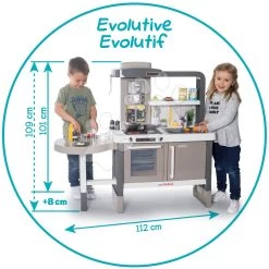Elektronische Spielküche Mit Verstellbarer Höhe Tefal Evolutive Kitchen Smoby Sprudelwasser Und Funktionsgeräten 40 Zubehör 101 Cm Höhe/51 Cm, Theke SM312305 -Smoby 312305 n smoby kuchynka