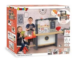 Restaurant Mit Elektronischer Küche Chef Corner Restaurant Smoby Beidseitig Mit Fließwasser Und Spezialitäten Höhenverstellbar 70 Zubehör SM312307 -Smoby 312307 q smoby kuchynka