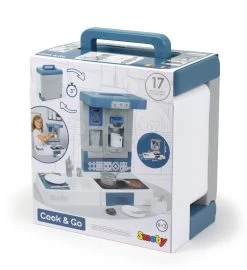 Reiseküche Cook&Go Blue Smoby Klappbar Mit Funktionen Und 17 Zubehörteilen -Smoby 312400 k smoby kuchynka