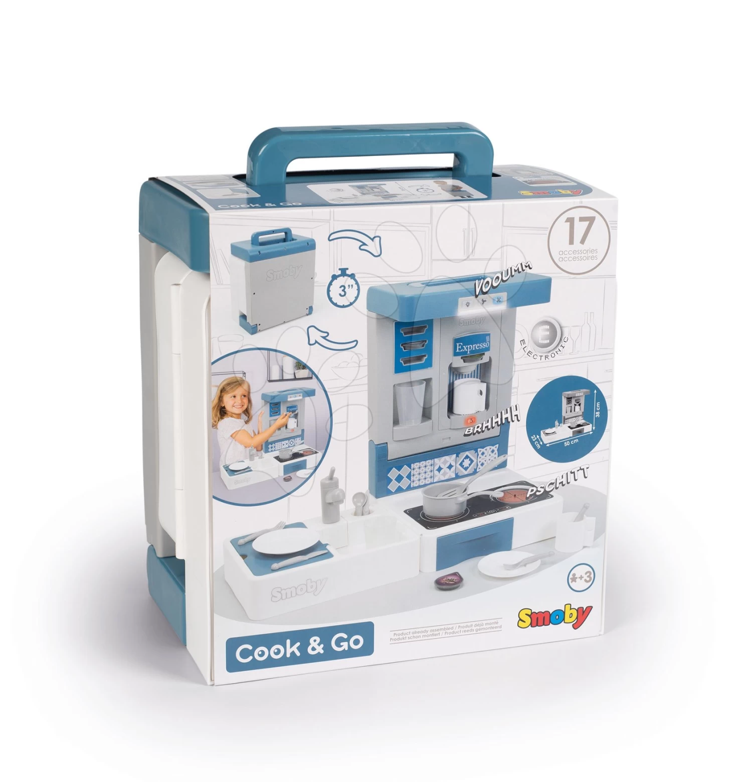 Reiseküche Cook&Go Blue Smoby Klappbar Elektronisch Mit Sound Und Licht Und 17 Zubehörteilen 11 Reiseküche Cook&Go Blue Smoby Klappbar Elektronisch Mit Sound Und Licht Und 17 Zubehörteilen – Bild 11