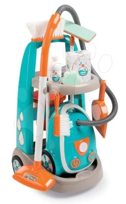 Set Spielküche Mit Sounds Cherry Kitchen Green Smoby Und Ein Reinigungswagen Mit Staubsauger Und Bügelbrett