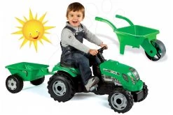 Trettraktor-Set Claas Farmer XL Frog Smoby Mit Anhänger Und Transporter -Smoby 33329 1 a